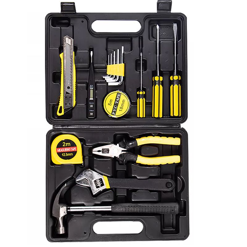 16 Piece Tool Set General Household Hand Kit With Plastic Toolbox Storage Case for All Purpose, Portable General Tool Kits for Men, Upgrade Toolkits for The House