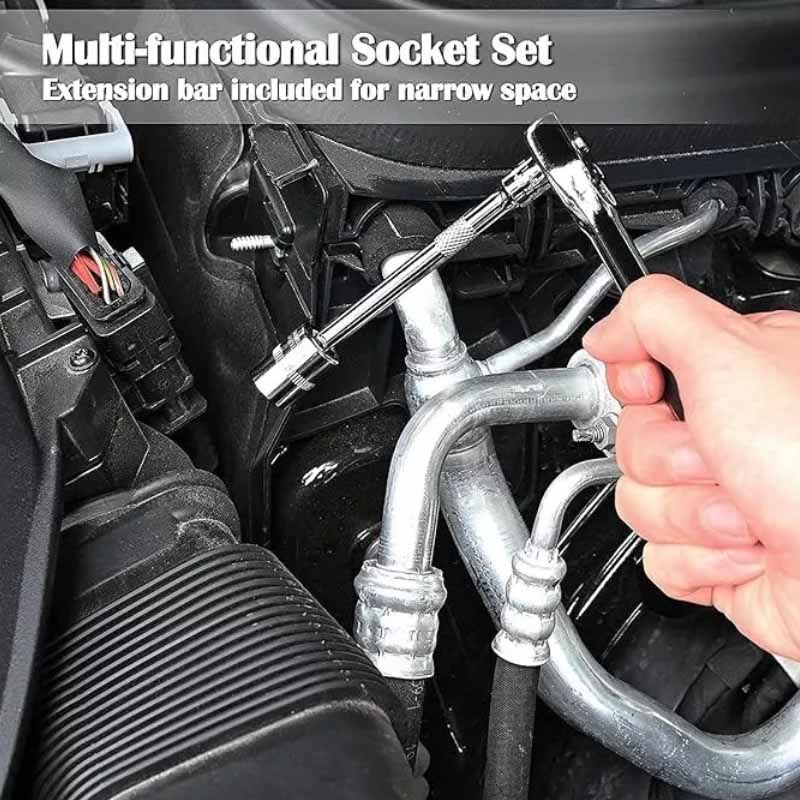 46 Pieces 1/4 inch Drive Socket Ratchet Wrench Set, with Bit Socket Set Metric and Extension Bar for Auto Repairing and Household, with Storage Case