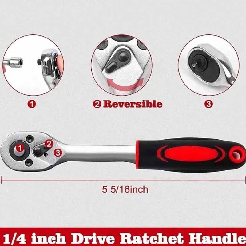 46 Pieces 1/4 inch Drive Socket Ratchet Wrench Set, with Bit Socket Set Metric and Extension Bar for Auto Repairing and Household, with Storage Case