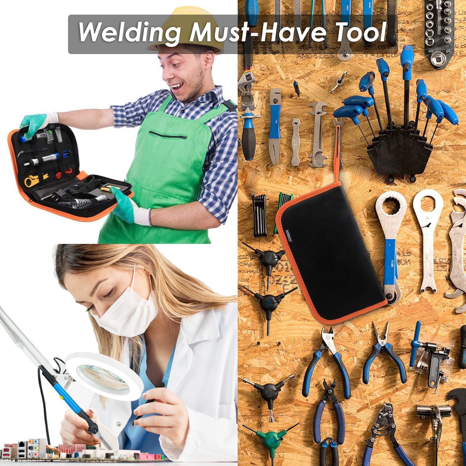 60W Soldering Iron Kit /w Adjustable Temperature Welding, 5 Soldering Iron Tips, Solder Wire, Stand, Desoldering Pump, Soldering Welding Iron Kit for Electronics Hobby DIY