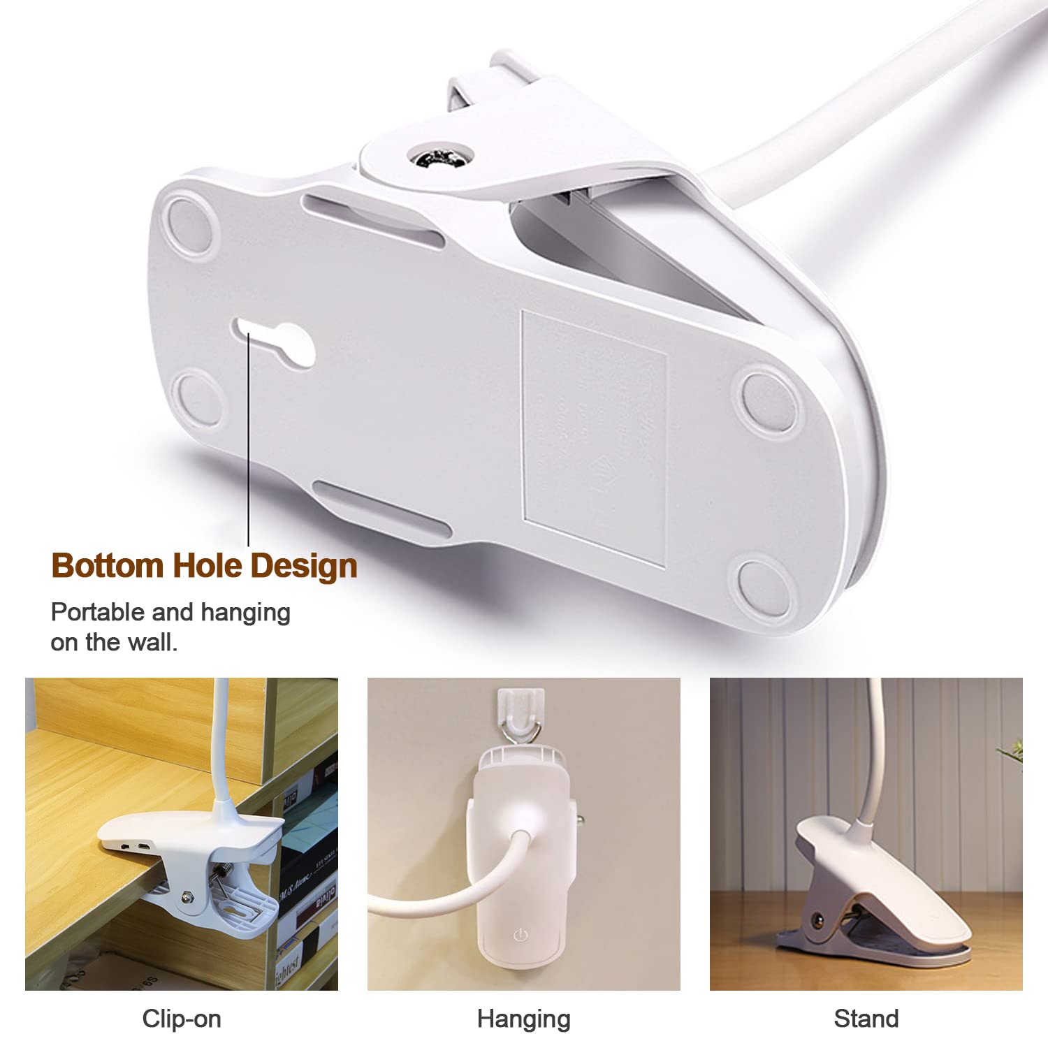 Clip-on Desk Lamp Eye Caring Table Lamp Rechargeable LED Book Light Night Light Clip on for Desk, Bed Headboard and Computers