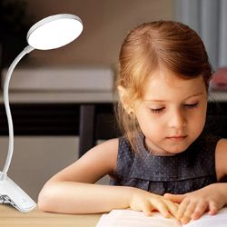 Clip-on Desk Lamp Eye Caring Table Lamp Rechargeable LED Book Light Night Light Clip on for Desk, Bed Headboard and Computers