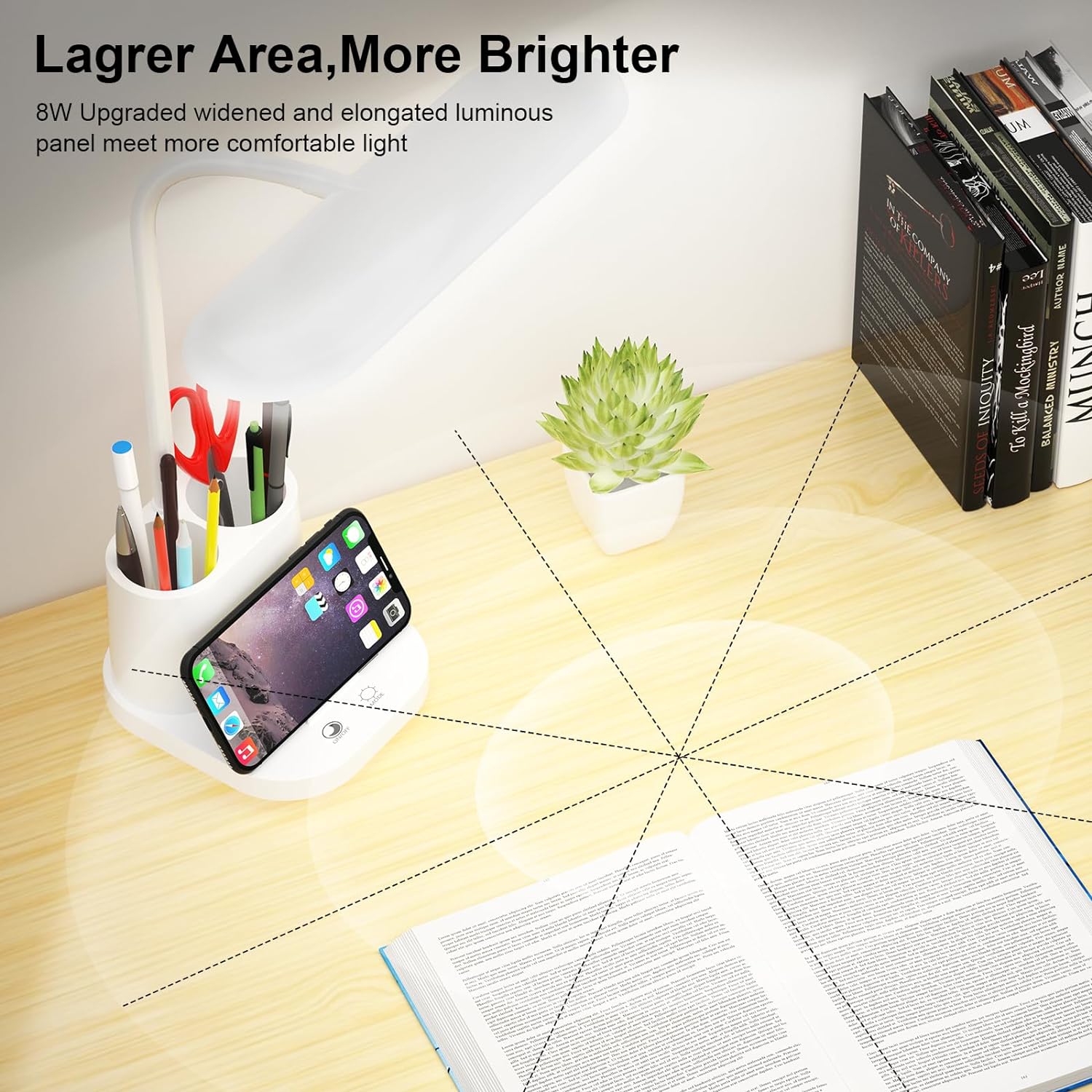 Rechargeable Night Light Study Lamp Desk Led Table Lamp for Home Office Eye-Caring Desk Light with Stepless Dimming 3 Color Temperature Touch Control