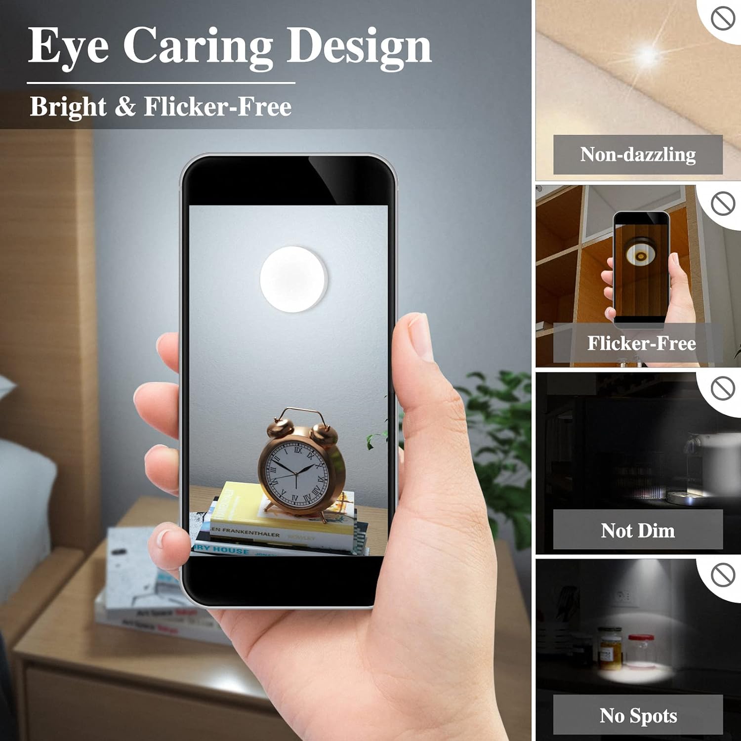 Under Cabinet Lighting, USB Rechargeable Motion Sensor Puck Lights Rechargeable LED Night Light, Dimmable Magnetic Under Counter Lights for Kitchen