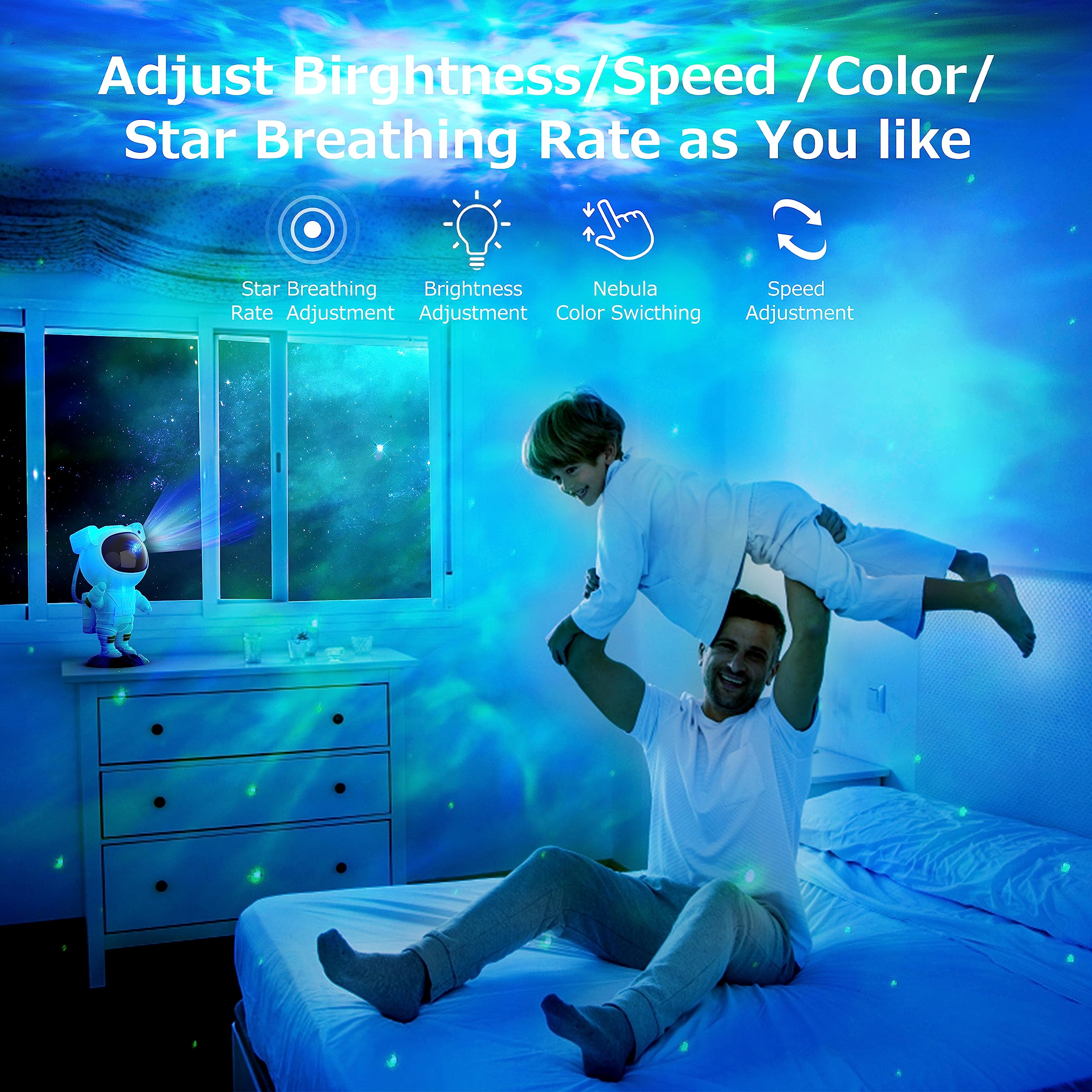 Star Projector Galaxy Night Light - Astronaut Space Projector, Starry Nebula Ceiling LED Lamp with Timer and Remote, Kids Room Decor Aesthetic, for Christmas & Birthdays