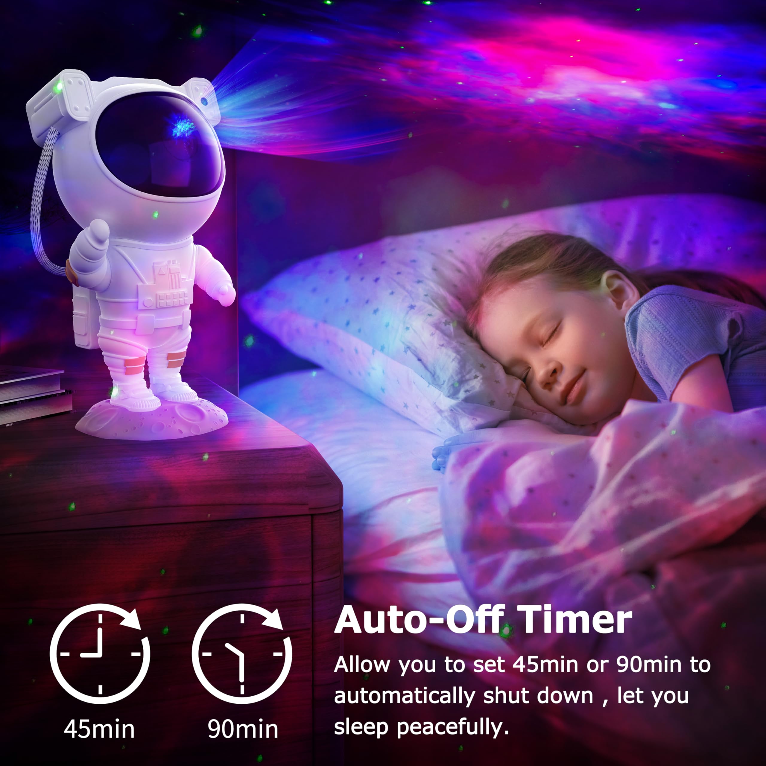 Star Projector Galaxy Night Light - Astronaut Space Projector, Starry Nebula Ceiling LED Lamp with Timer and Remote, Kids Room Decor Aesthetic, for Christmas & Birthdays