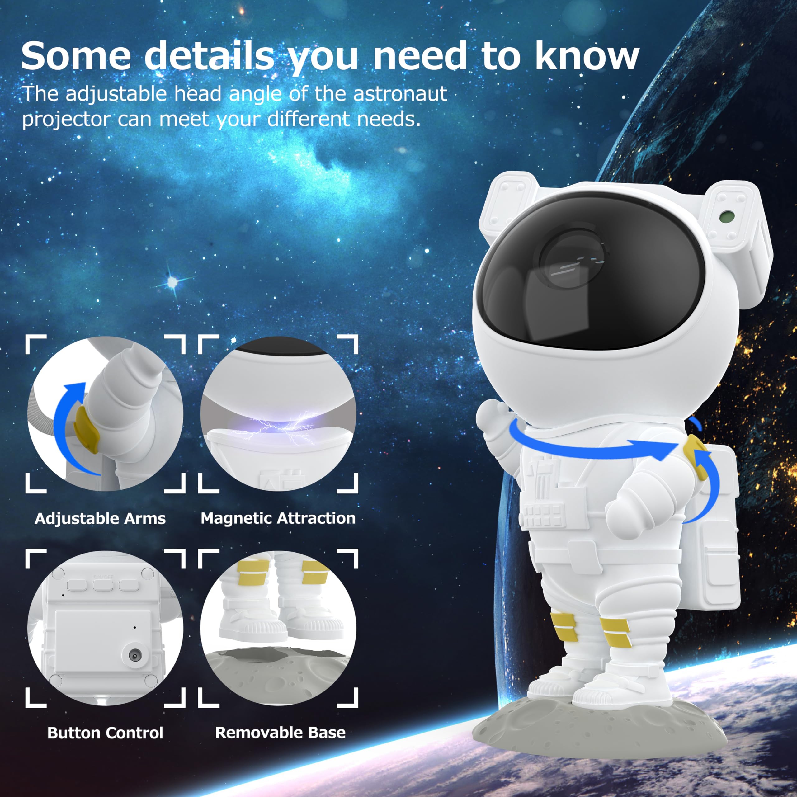 Star Projector Galaxy Night Light - Astronaut Space Projector, Starry Nebula Ceiling LED Lamp with Timer and Remote, Kids Room Decor Aesthetic, for Christmas & Birthdays