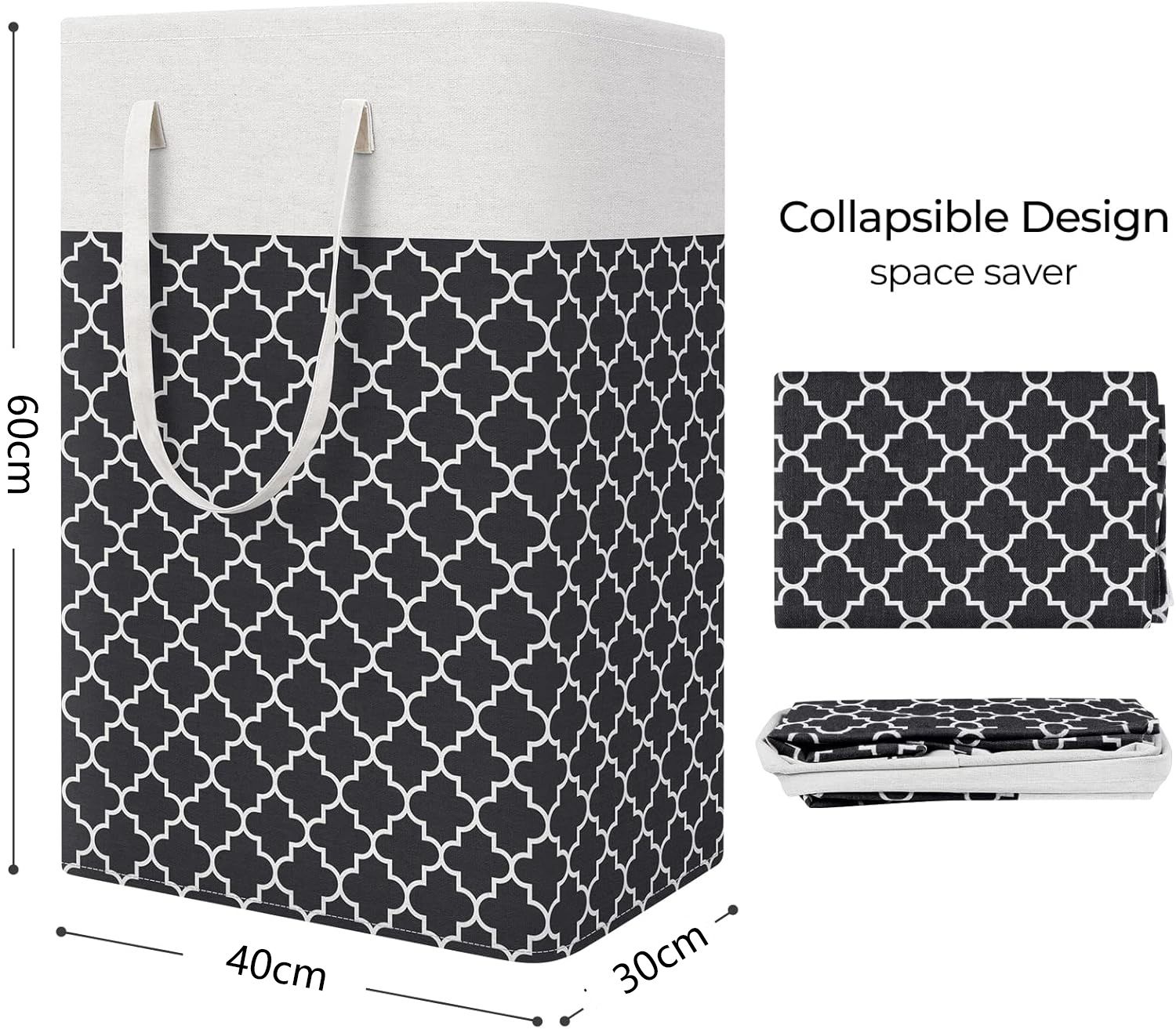 2 Pack Large Laundry Baskets, Waterproof, Freestanding Laundry Hampers, Collapsible Clothes Hamper with Reinforced Handles in Laundry Room, College Dorm, Bathroom, Bedroom (Grey, 75Lx2)