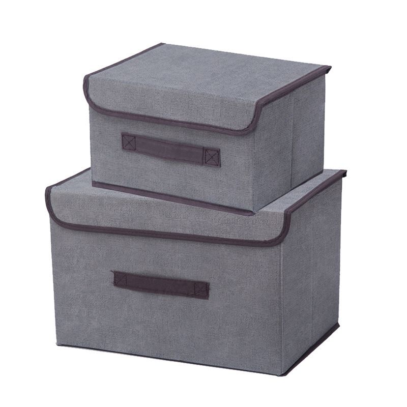 2pcs Storage Boxes, Foldable Fabric Organizer Bins with Lids for Clothes, Closet, Home, Bedroom, and Office Grey