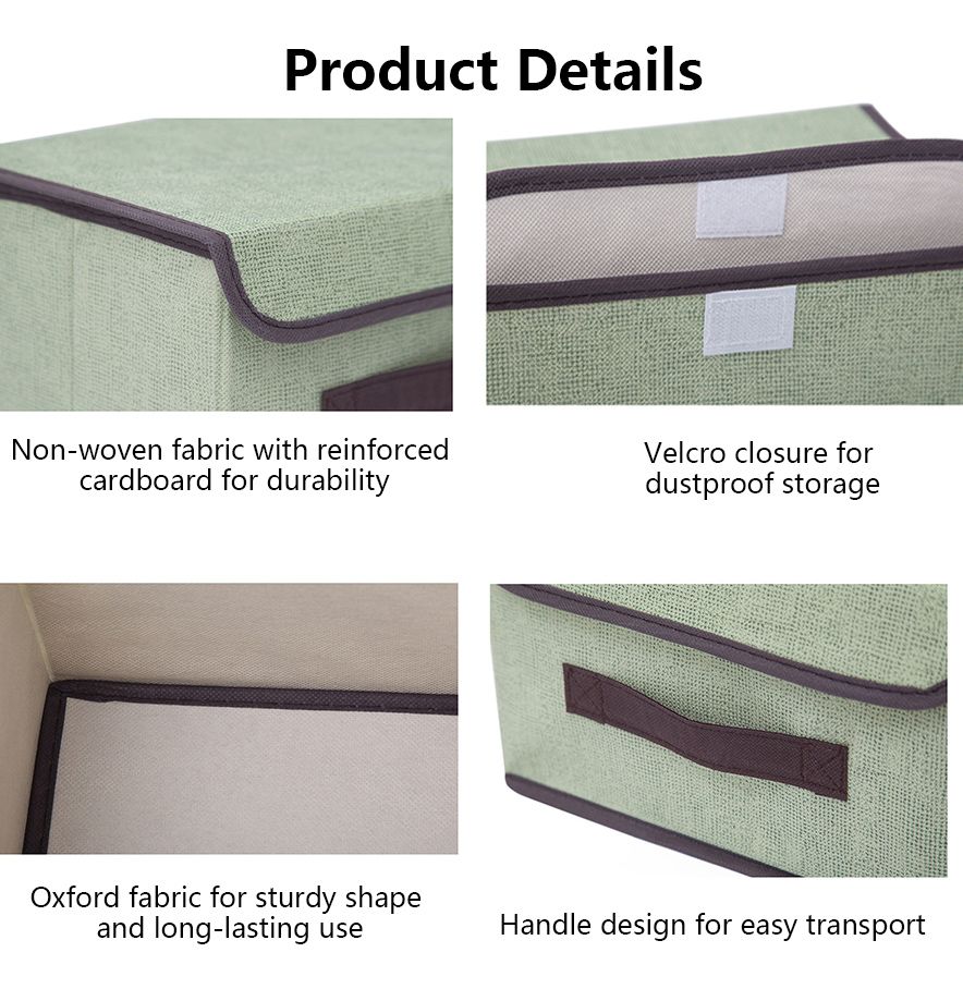 2pcs Storage Boxes, Foldable Fabric Organizer Bins with Lids for Clothes, Closet, Home, Bedroom, and Office Grey