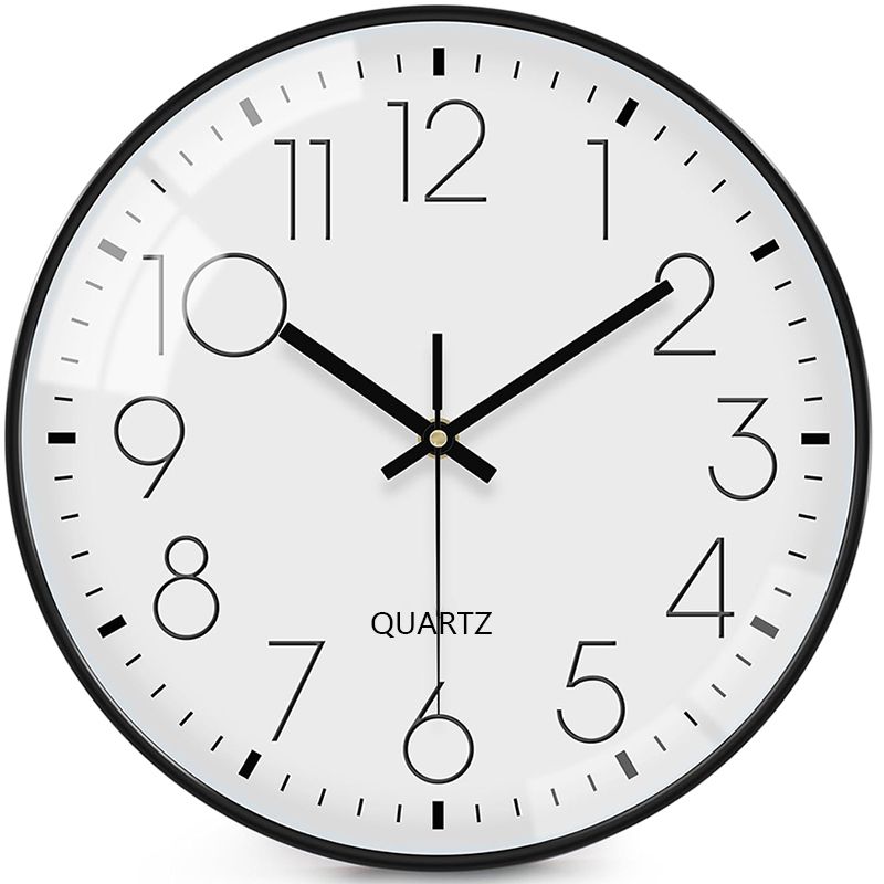 Wall Clock 12 Inch Wall Clocks Non-Ticking Battery Operated with Stereoscopic Dial Ultra-Quiet Movement Quartz for Office Classroom School Home Living Room Bedroom Kitchen