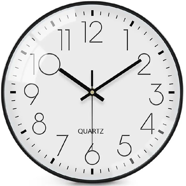 Wall Clock 12 Inch Wall Clocks Non-Ticking Battery Operated with Stereoscopic Dial Ultra-Quiet Movement Quartz for Office Classroom School Home Living Room Bedroom Kitchen
