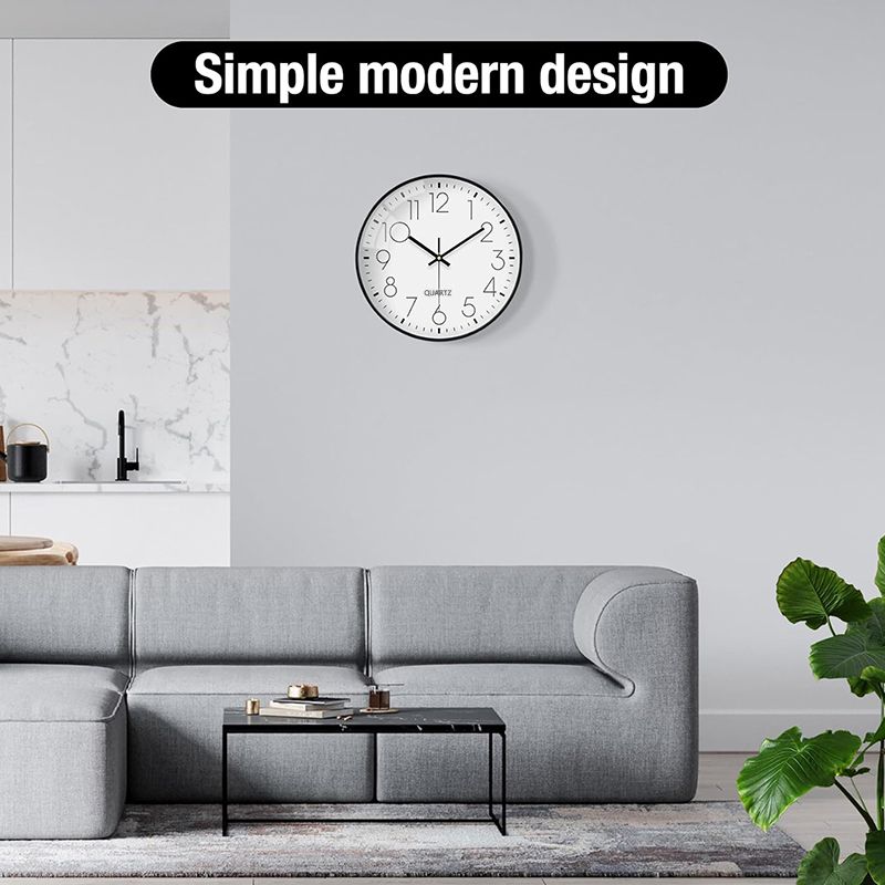 Wall Clock 12 Inch Wall Clocks Non-Ticking Battery Operated with Stereoscopic Dial Ultra-Quiet Movement Quartz for Office Classroom School Home Living Room Bedroom Kitchen