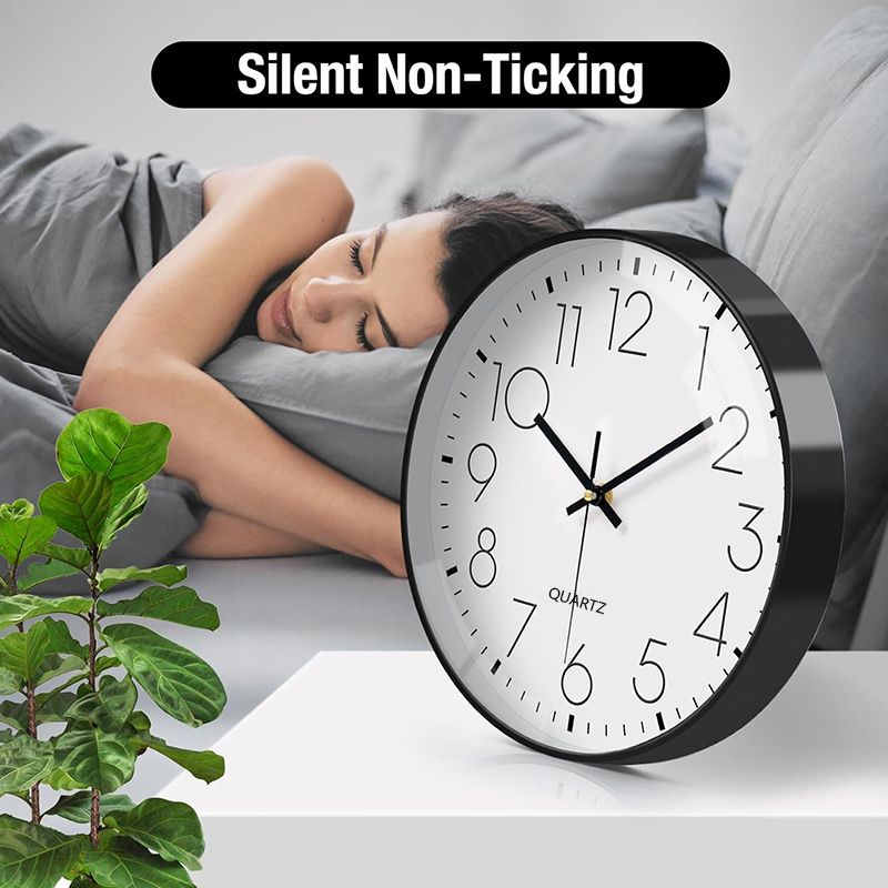 Wall Clock 12 Inch Wall Clocks Non-Ticking Battery Operated with Stereoscopic Dial Ultra-Quiet Movement Quartz for Office Classroom School Home Living Room Bedroom Kitchen