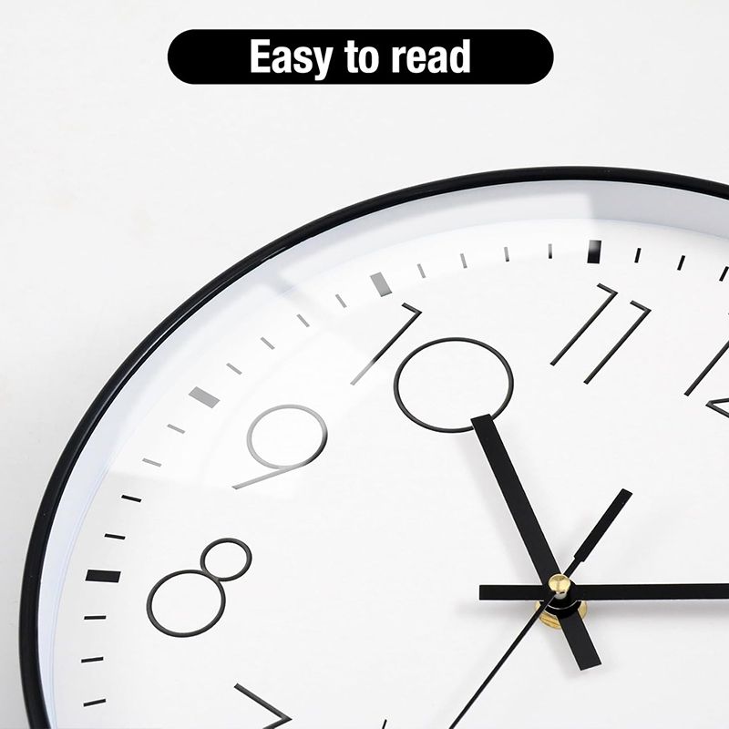 Wall Clock 12 Inch Wall Clocks Non-Ticking Battery Operated with Stereoscopic Dial Ultra-Quiet Movement Quartz for Office Classroom School Home Living Room Bedroom Kitchen