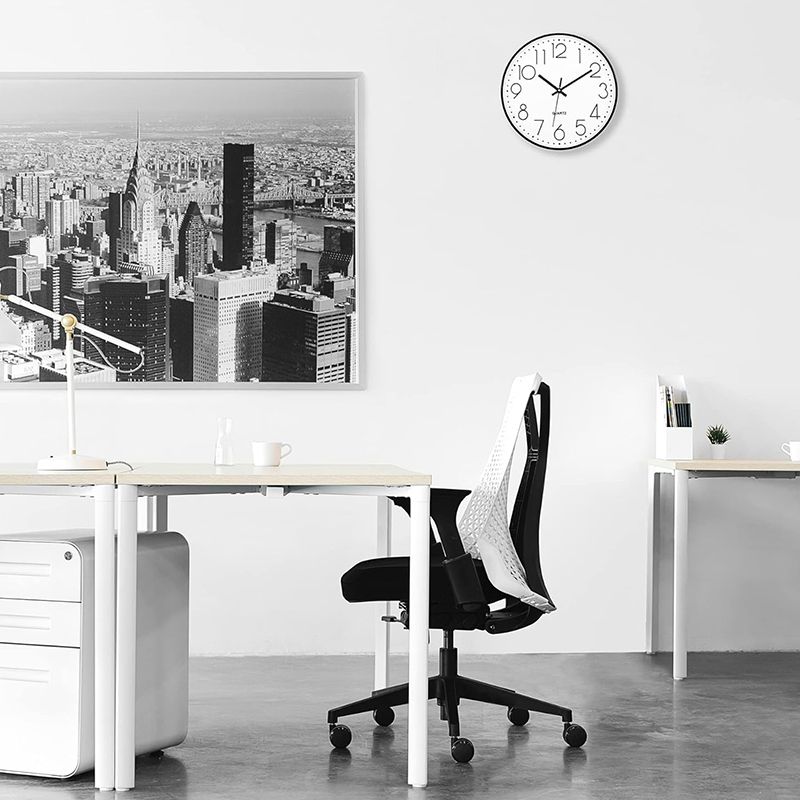 Wall Clock 12 Inch Wall Clocks Non-Ticking Battery Operated with Stereoscopic Dial Ultra-Quiet Movement Quartz for Office Classroom School Home Living Room Bedroom Kitchen