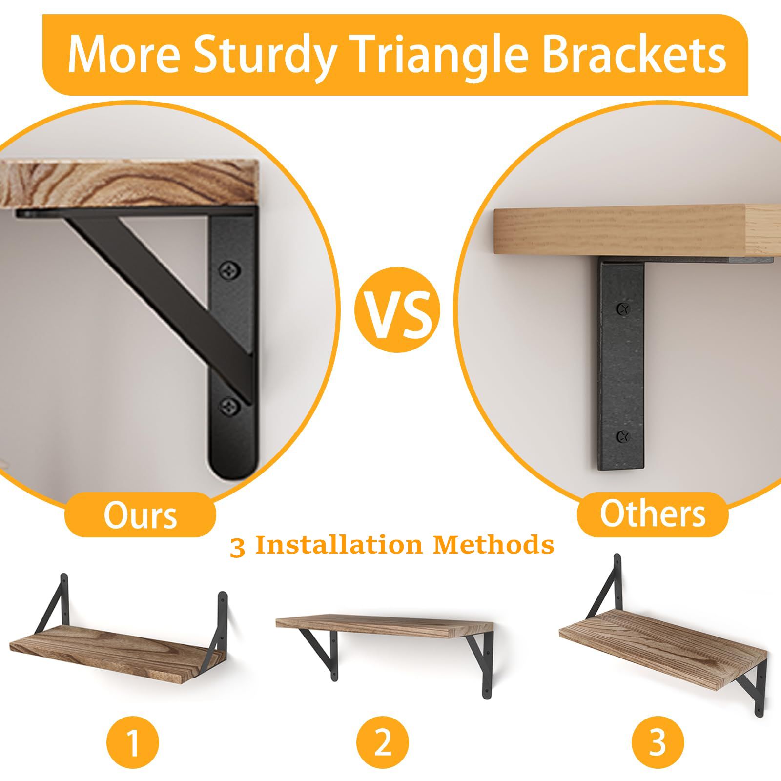 4 Pcs Wooden Wall Shelf Hanging Shelves, Rustic Farmhouse Style, Wood Floating Shelves for Wall Decor, Bathroom & Bedroom Storage, Living Room Book Shelves