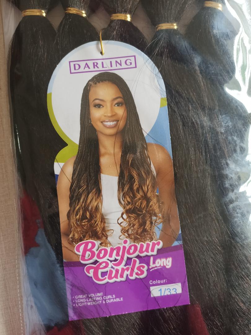 (2 pkts)Bonjour Curls Long. Light weight and durable.Great volume and long lasting curls. Available in different colors.