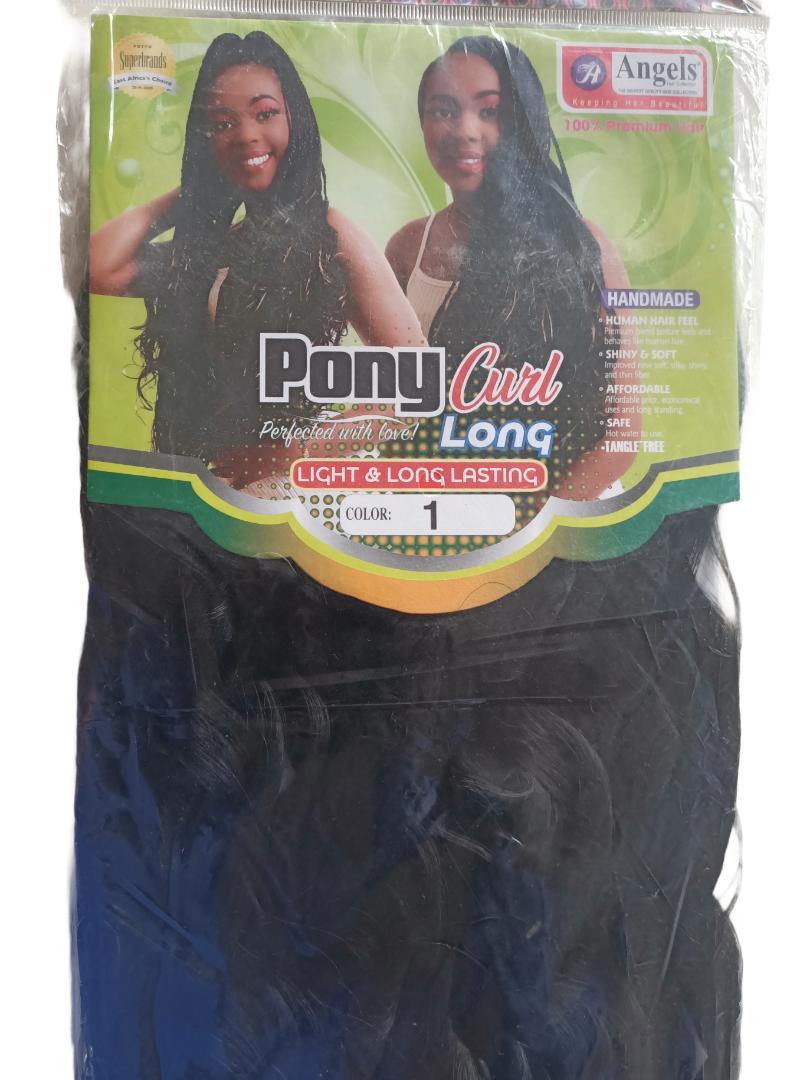 Pony Curl Long. Shiny, soft and thin fiber. Light weight and long lasting .Tangle free.