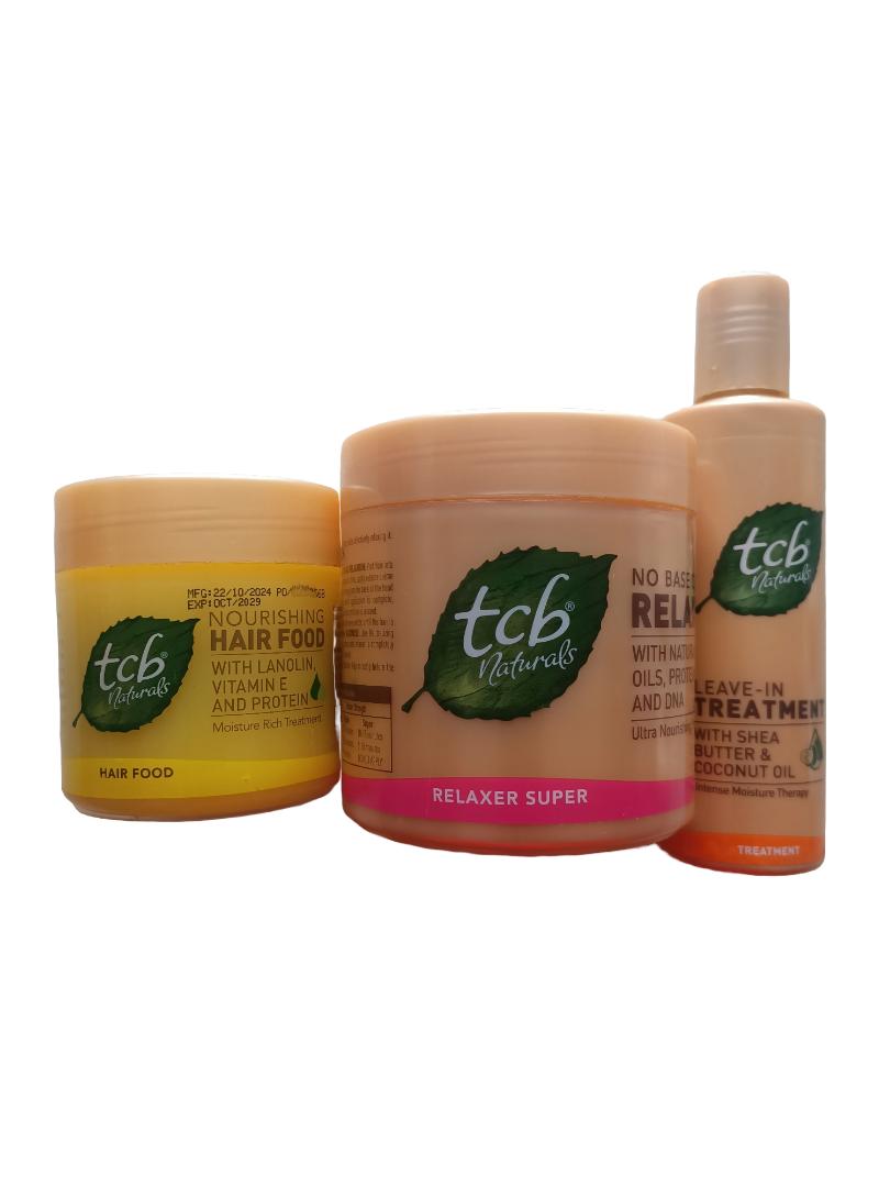 TCB Relaxer 425g + TCB Leave in Treatment 200Ml + TCB Hair food 250Ml