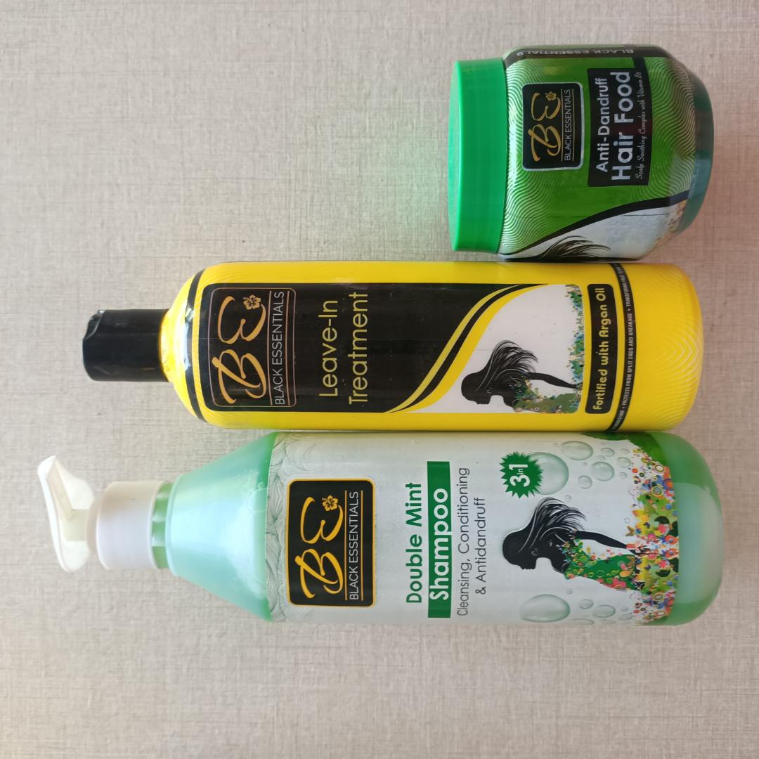 Black Essentials set ( Shampoo+ Leave in Treatment+ Hair food/anti dandruff