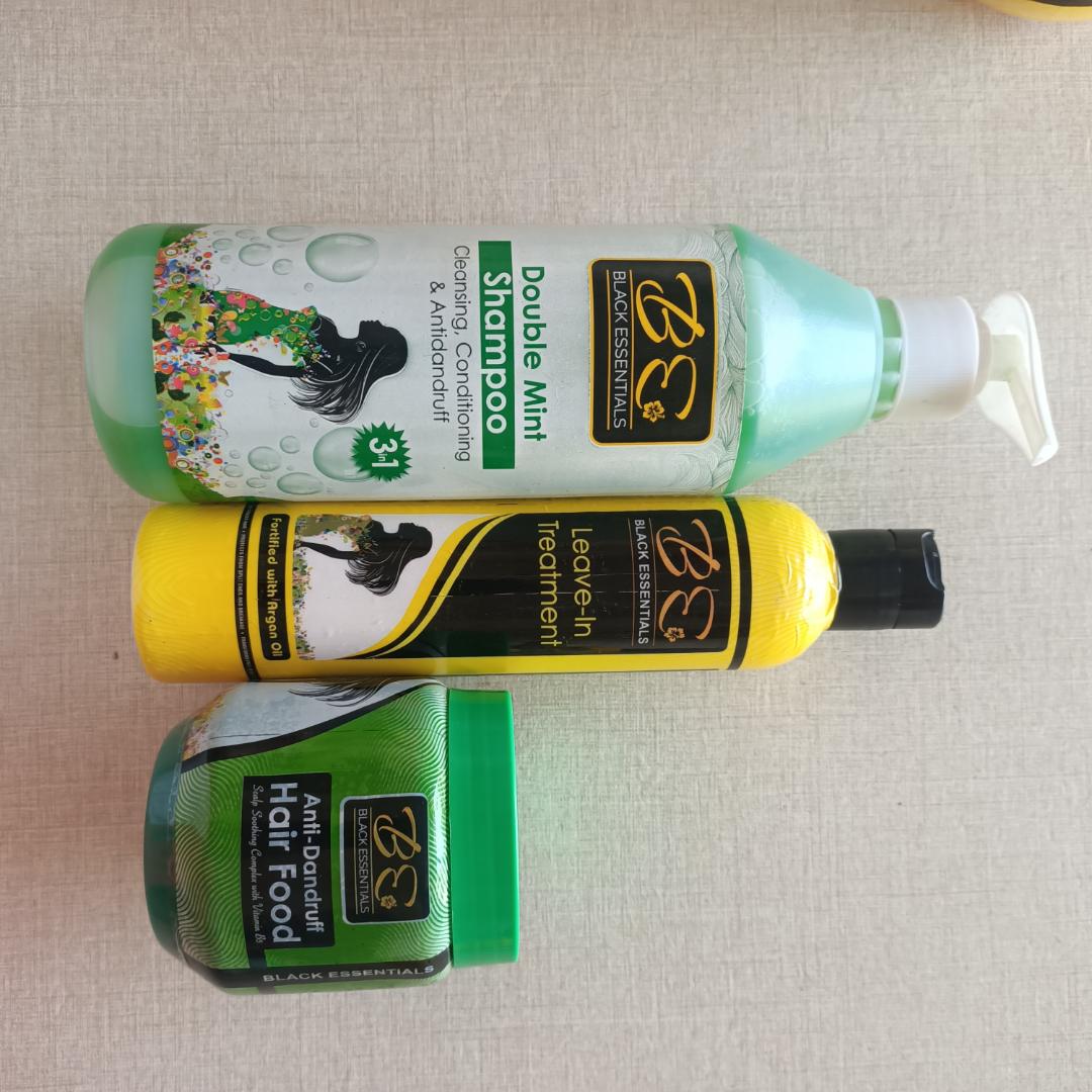 Black Essentials set ( Shampoo+ Leave in Treatment+ Hair food/anti dandruff