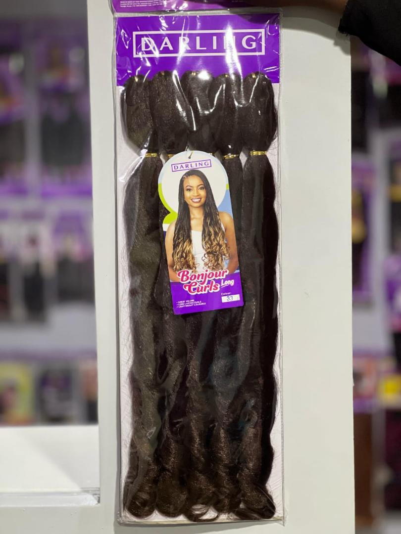 (2 pkts)Bonjour Curls Long. Light weight and durable.Great volume and long lasting curls. Available in different colors.