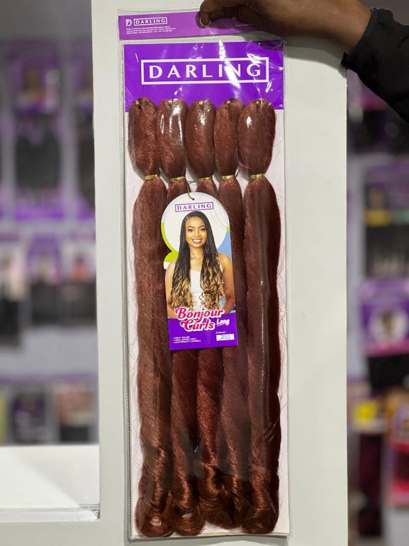 (2 pkts)Bonjour Curls Long. Light weight and durable.Great volume and long lasting curls. Available in different colors.