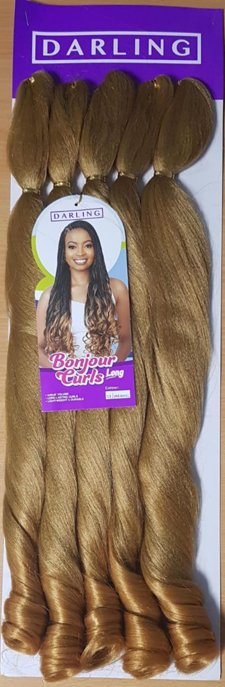 (2 pkts)Bonjour Curls Long. Light weight and durable.Great volume and long lasting curls. Available in different colors.