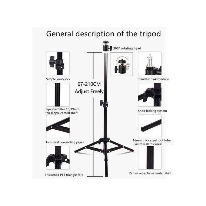 2.1M Tripod Stand With 10 Inch LED Ring Light- Dimmable Beauty Ringlight For Selfie Live Stream/Makeup/Youtube/Tiktok Video