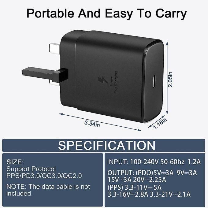 Samsung 45W Original PD Complete Charger & Adapter USB-C Super Fast Charger.