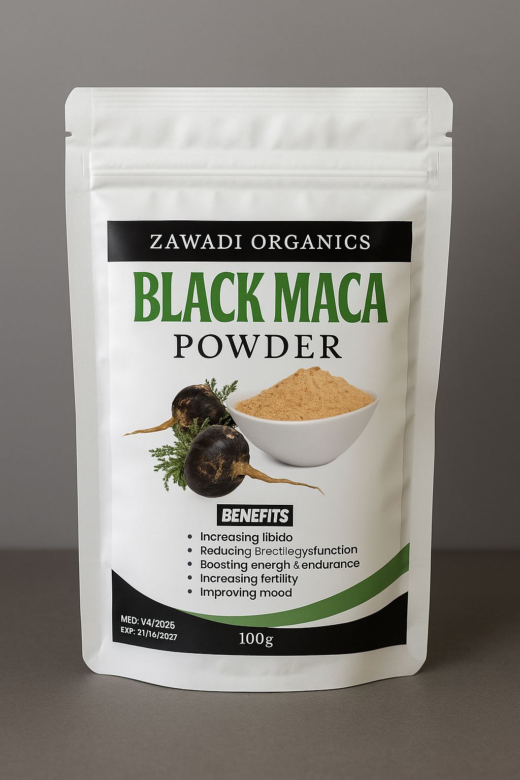 Organics Black Maca Powder - Libido, Energy and Mood Booster