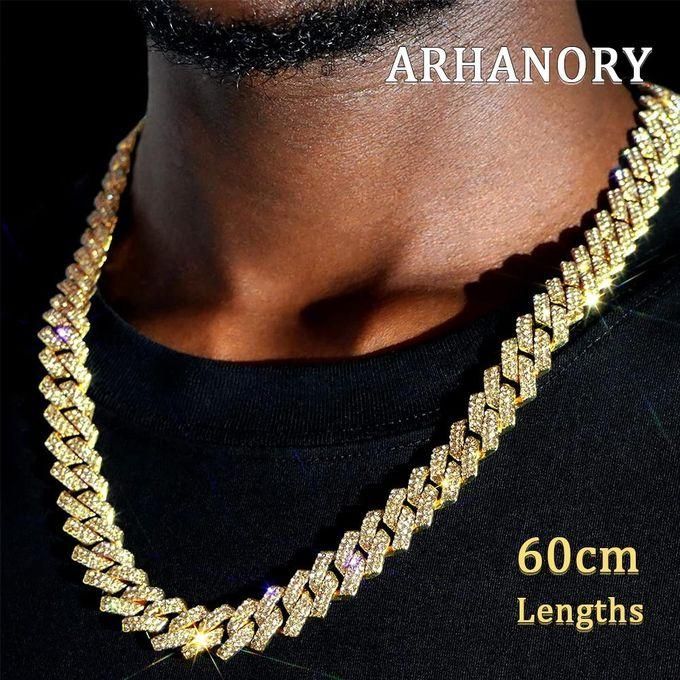 Cuban Link Chain For Men Bling Diamond Necklaces Hip Hop Jewelry Iced Out Miami Cuban Link-Gold