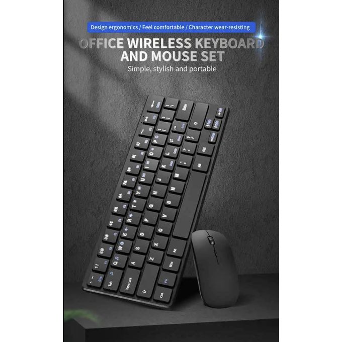 Wireless 2.4GHZ Mini Keyboard & Mouse Combo For PC, Smart TV - Black