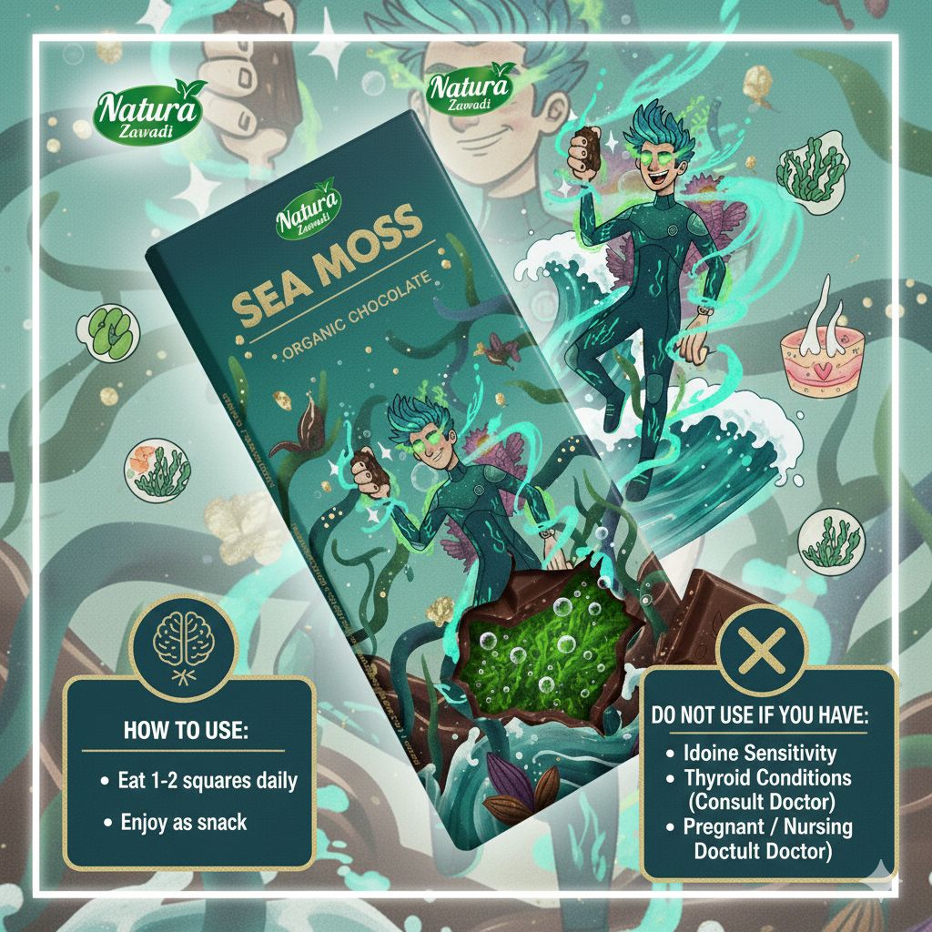 Organic Sea Moss Chocolate – Clear Skin, Regular Blood Sugar, High immunity, Omega 3, Gut Health.