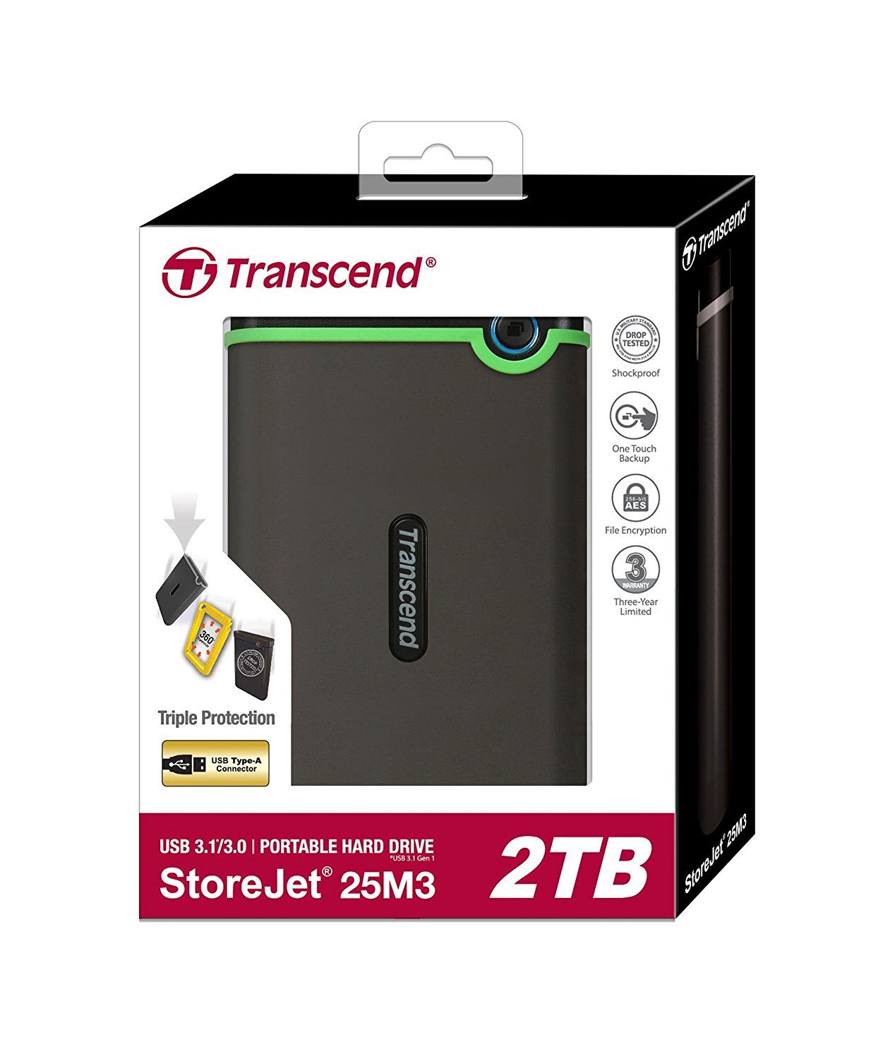 Transcend 2TB StoreJet 25M3 USB 3.1 Gen 1 Portable External Hard Drive