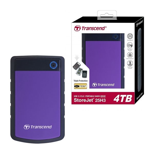 Transcend 4TB Storejet2.5″ H3P, Portable HDD