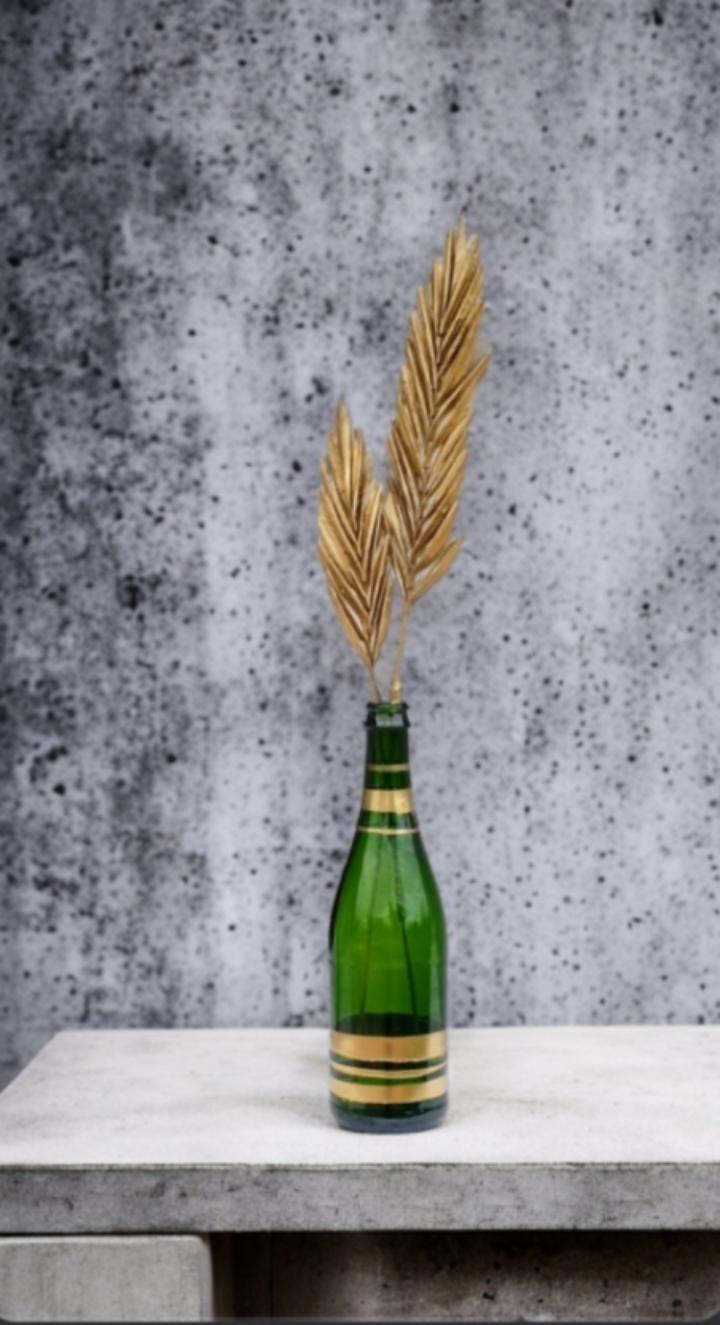 bottle art centerpieces for the TV area and console table