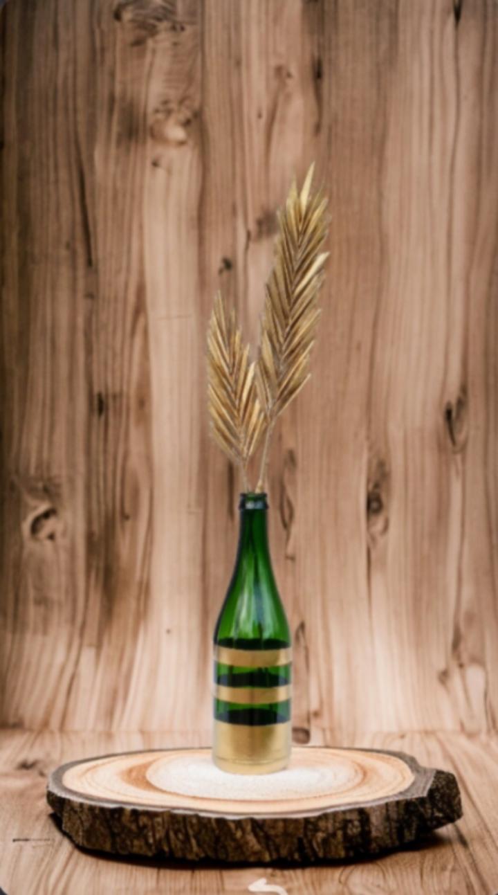 bottle art centerpieces for the TV area and console table