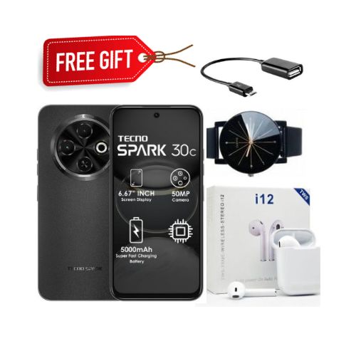 Tecno Spark 30c, 6.67'' HD+, UP to 8GB RAM + 128GB ROM (Dual Sim) 50MP, 5000 mAh - Orbit Black