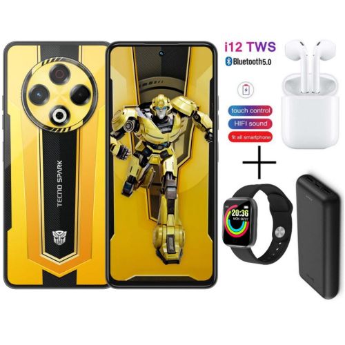 Tecno SPARK 30 Transformer, 6.78'', 128GB ROM+8GB RAM*(+8GB Extended Ram)_ SONY IMX682 64MP Camera (4G Dual SIM), 5000mAh-BumbleBee Edition