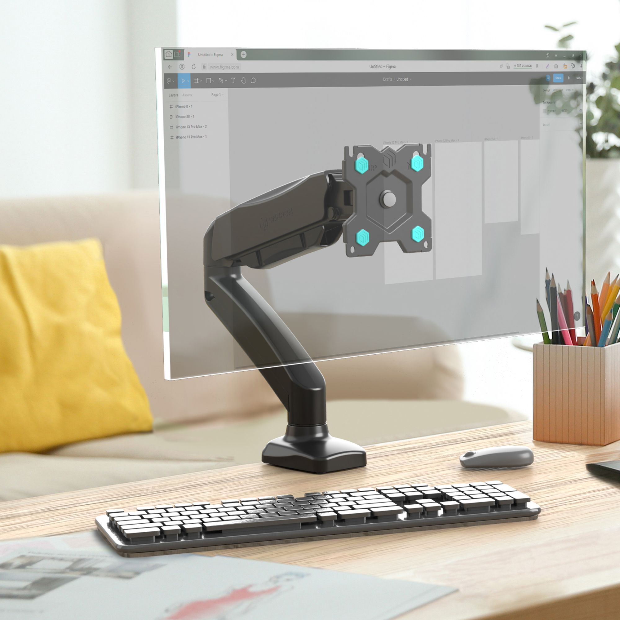 Monitor Desk Mount for 13"-32" LCD LED OLED Screens up to 17.6 lb. ONKRON G80, Black