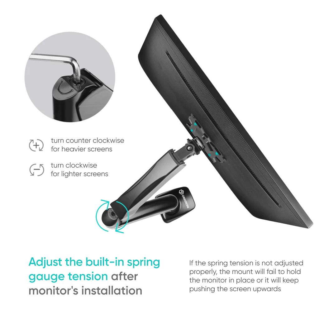 Monitor Desk Mount for 13"-32" LCD LED OLED Screens up to 17.6 lb. ONKRON G80, Black