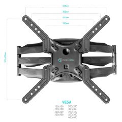 Full Motion TV Wall Mount for 37" to 70 inch Screens up to 88 lbs ONKRON M5L, Black