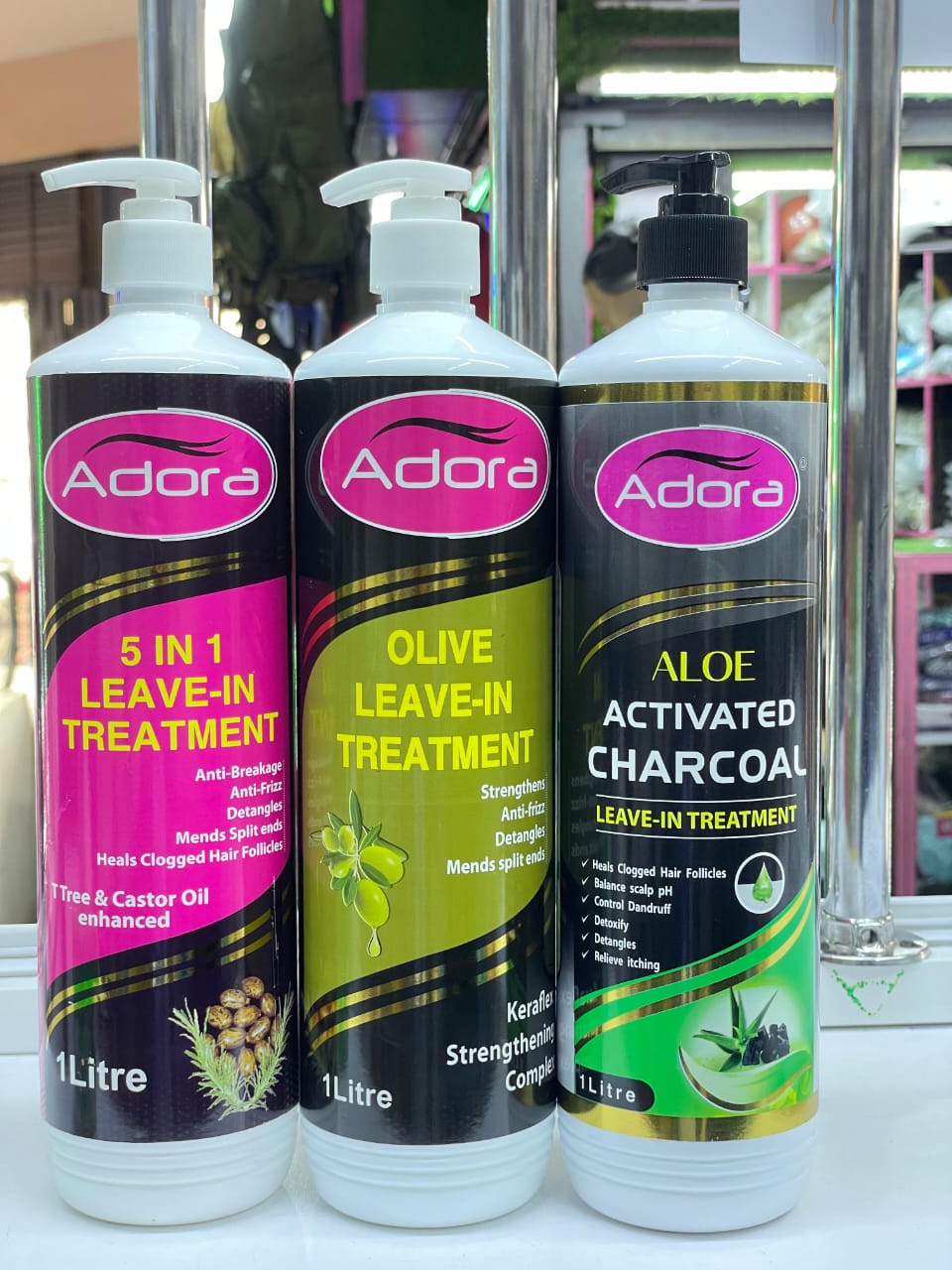 Adora  Leave-in  Treatments Nourishing  Hair  Products Designed to Moisturize  Strengthen  and  Protect hair Helping to Eliminate Breakage, Reduce Frizz, Add Volume and make the hair smooth and shiny.