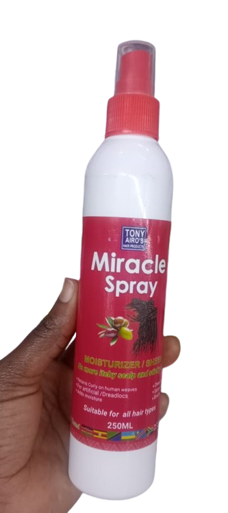 Tony  Airos  Miracle  Hair Spray Designed For Dreadlocks, Braids And Sister Locs. Helps In Moisturizing, Detangling, Heat Protection, and Adding Shine It  Also  Help  Retain  Curly  On  Human  Weaves.