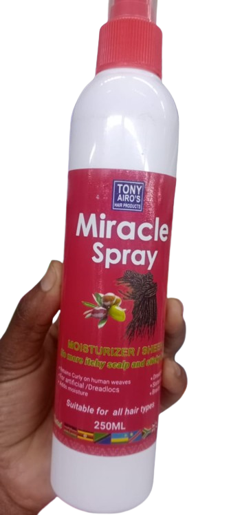 Tony  Airos  Miracle  Hair Spray Designed For Dreadlocks, Braids And Sister Locs. Helps In Moisturizing, Detangling, Heat Protection, and Adding Shine It  Also  Help  Retain  Curly  On  Human  Weaves.