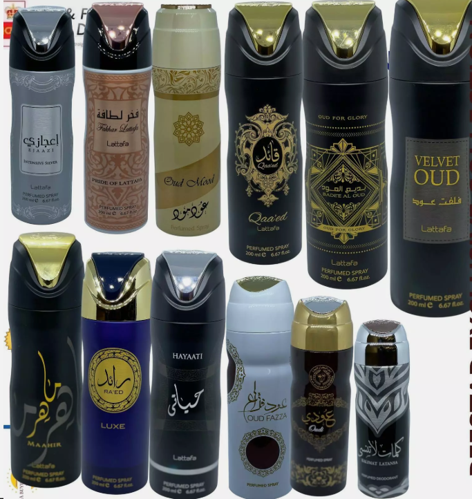 Lattafa perfumed body sprays velvet rose/velvet oud/ramz/oud/thuraya /oud mood/yara/now/mayar/luxe/maahir/khamrah/asad/thuraya 200ML by lattafa