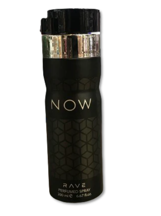 Rave Now Perfumed Body Spray For Men - 200ml woody aromatic offering a lighter concentration suitable for refreshing throughout the day by lattafa