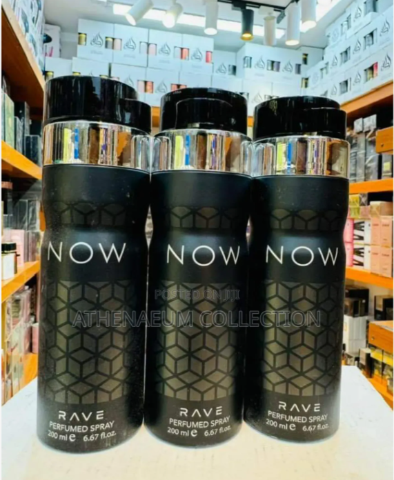 Rave Now Perfumed Body Spray For Men - 200ml woody aromatic offering a lighter concentration suitable for refreshing throughout the day by lattafa